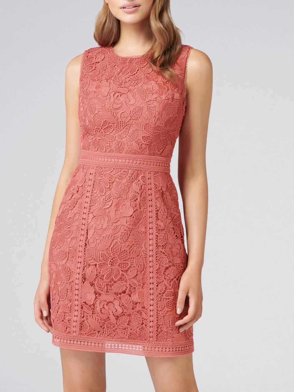 Ever New Coral Red Lace Mini Dress